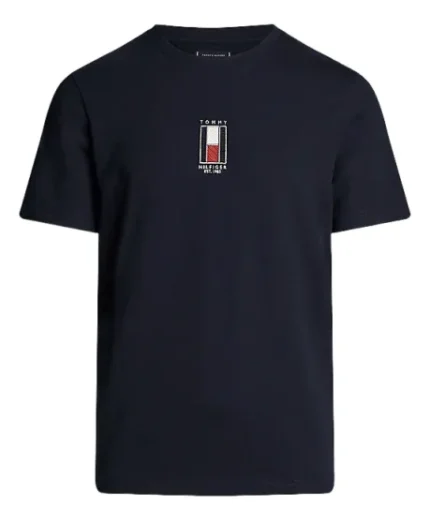 Camiseta Tommy Hilfiger Bordada Bandeira Vertical - Original